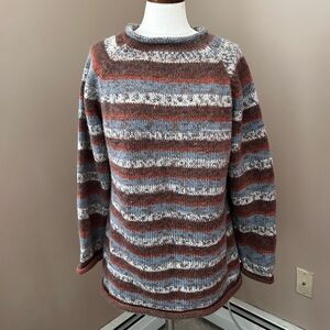 American South Side Womens L Alpaca Wool Roll Neck Sweater striped